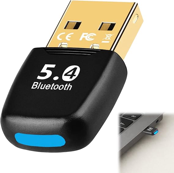 Bluetooth Adapter PC 5.4 USB Bluetooth Dongle Low Latency USB Bluetooth Adapter Bluetooth Stick for Desktop PC/Laptop Plug & Play Bluetooth Receiver for Windows 11/10/8.1/7