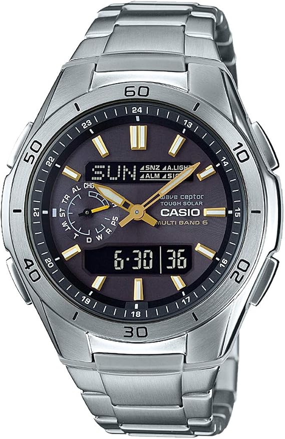 Casio Watch Wave CeptorAuthentic Japanese ProductWVA-M650 Stainless Steel Band, black/gold, watch