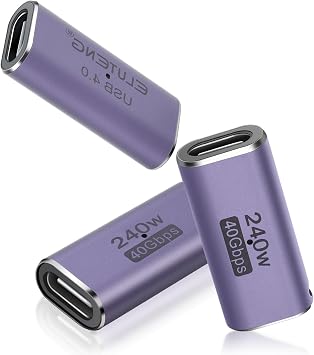 ELUTENG 3 Pack Coupler 240W USB C to USB C Connector Female to Female Adapter 40Gbps Type C Extender Adapter Video Display for TV PC Laptop Tablet Phone and More Devices