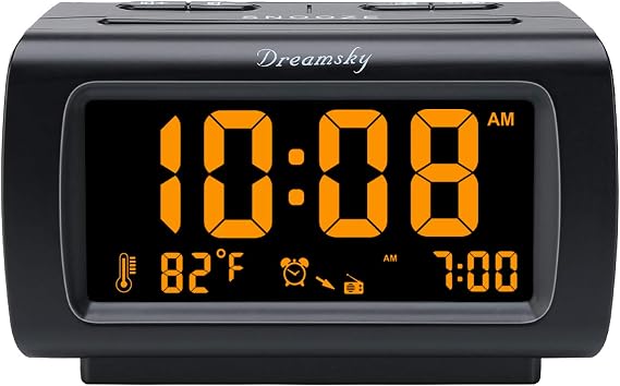 DreamSky Alarm Clock Radio for Bedrooms with Battery Backup