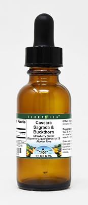Cascara Sagrada & Buckthorn Glycerite Liquid Extract 1:5 - Strawberry Flavored 1 oz, ZIN: 522218 - 3 Pack
