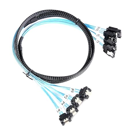ADCAUDX SATA-III Cable:1M 4Pcs/Set-SATA Cable 90-Degree Right-Angle SAS/SATA-6Gbps Cable Replacement for Server-Raid SDD HDD CD DVD Drives (3.3FT)