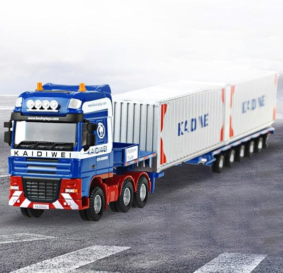 1/50 Scale Diecast Alloy Container Truck Model, Heavy Duty Semi Tractor Trailer with Shipping Container, Detailed Metal Collectible Display Vehicle for Collectors