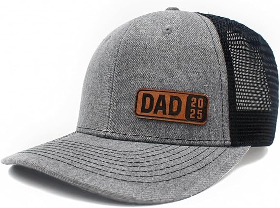 Dad to Be Est 2025 Leather Patch Baseball Cap Gifts from Daughter Son for Daddy Father Him Father's Day Birthday