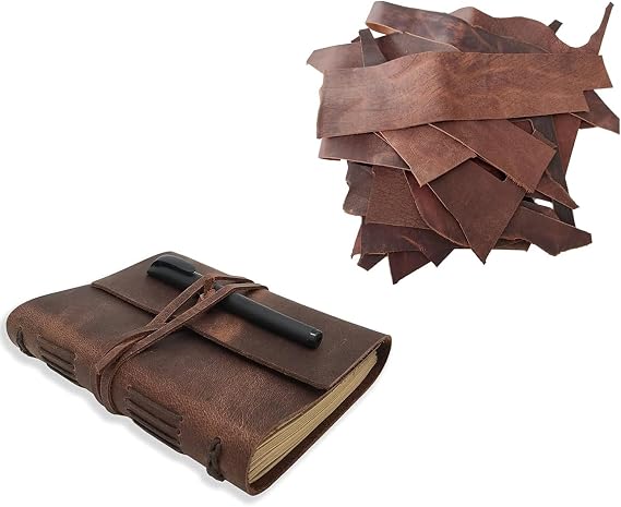CooLeathor Leather Journal Notebook + Leather Scraps Set