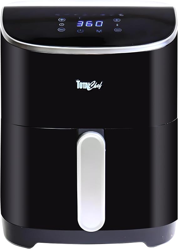 Total Chef Air Fryer - 5 quart aerogrill, non-stick frying basket, french fry, digital touch screen, 8 presets, freidora electrica, countertop cooking kitchen appliance, black