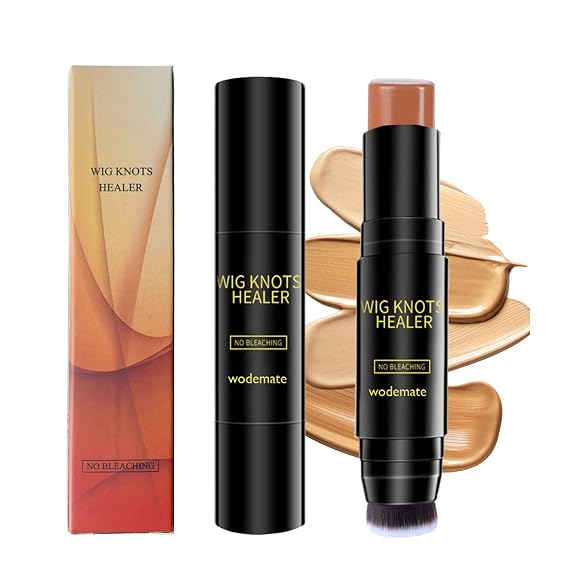 Lace Wig Knot Concealer Stick - Tint Dyeing for Frontal Part and Hairline, Medium Brown-03, with Brush