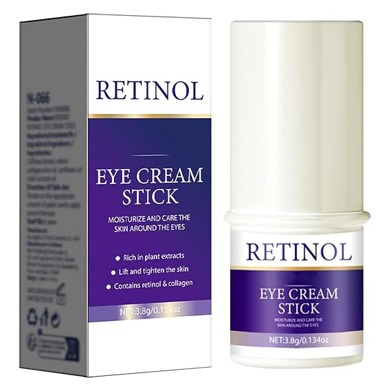 Retinol Eye Stick, Retinol Eye Cream for Dark Circles and Puffiness, Under Eye Cream Anti Aging Hydrating Stick Reduces Fine Lines Wrinkles Under Eye Bags 0.13 OZ/3.8 g