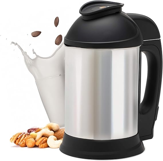 Almond Cow Nut Milk Maker Machine, Plant-Based Milk Maker for Almond, Oat, Cashew, Soy Milk, Stainless Steel, No Straining Needed - Makes 5-6 Cups,