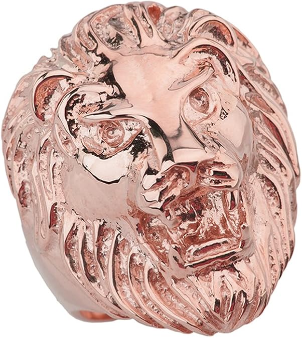 Animal Kingdom Fine Roaring Lion's Head Ring in Solid 10k Rose Gold