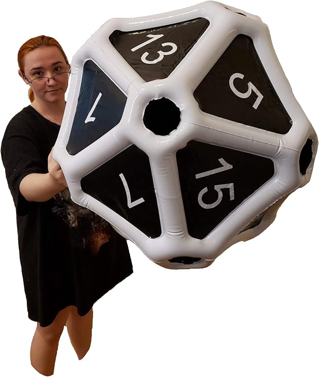 Black Bazaar Large D20 Dice Inflatable Extra Large Giant Gaming DND Tabletop RPG Roleplaying Dungeons and Dragons