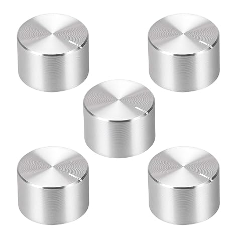 uxcell 5pcs Potentiometer Knob Knurled Shaft Silver Tone Aluminum Smooth Surface Rotary Knob 20mmx13mm Volume Control Knob