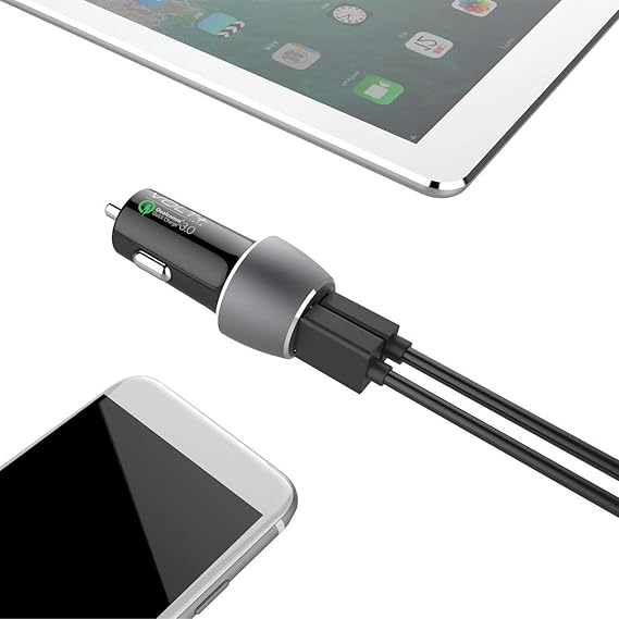 PRO 33 Watt Car Kit Compatible with LG Tone Free FP8 Plus Data, Durable Quick Adaptive Fast Charging Dual USB-C/MicroUSB Long 4ft Cables