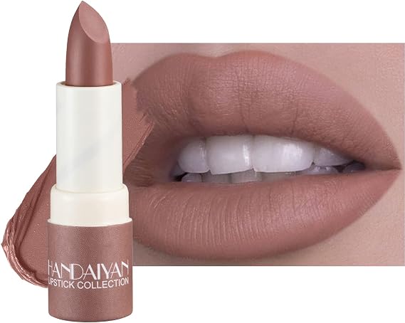 Matte Lipstick Waterproof Long Lasting Moisturizing Lip Stick Sexy Red Pink Velvet Nude Lipsticks Women Cosmetics Lipstick (Amber)