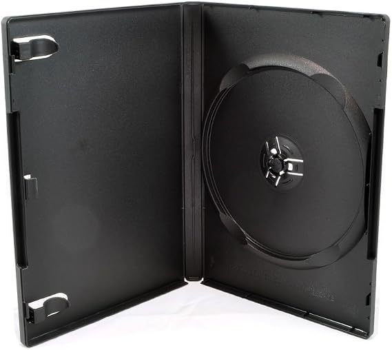 25 Pack Maxtek Standard 14mm Black Signle Disc DVD Cases with Outter Clear Sleeve