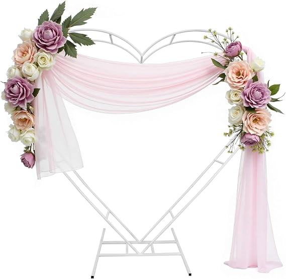 White Double Heart Shape Wedding Metal Arch Backdrop Flower Balloon Arbors Stand for Wedding Birthday Party,Graduation Decorations and Baby Shower