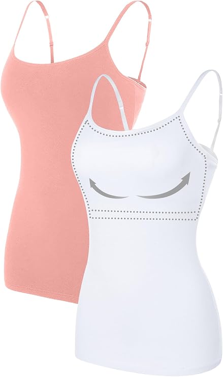 ATTRACO Women's Cotton Camisole Shelf Bra Spaghetti Straps Tank Top