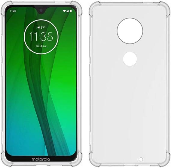 USTIYA Case Clear for Moto G7 Play TPU Four Corners Protective Cover Transparent Soft