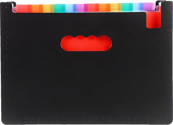 Accordion File Organizer Multi-Layer Expanding File Folder with 25 Pockets, A4 Document Storage Bag with Rainbow Labels, Office Receipt and Document Organizer for Desktop Filing