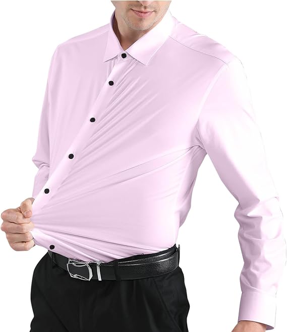 Dress Shirts for Men 2024 Fashion Long Sleeve Solid Button Tshirts Business Work Collar Tee Tops Party Prom Shirt