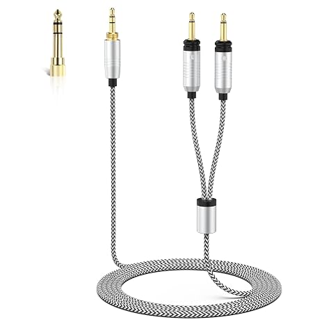Focal Cable Compatible with Focal Elear, Elegia, Elex, Clear, Clear MG, Celestee, Stellia, Radiance Headphones, 3.5mm Audio Cable with 6.35mm Adapter (47, Inches)