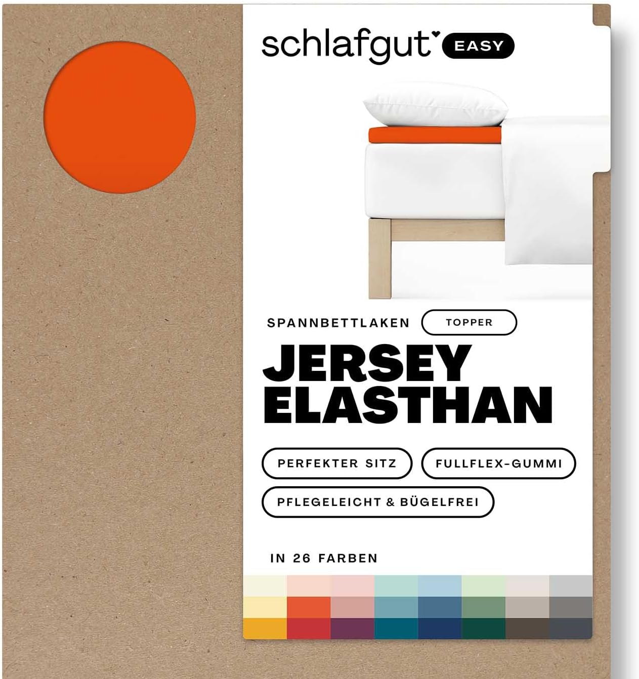 Schlafgut Easy Jersey Elastane Topper Fitted Sheet 90 x 190 to 100 x 220 cm Red Mid Fitted Sheet Made of Super Soft Cotton with Elastane
