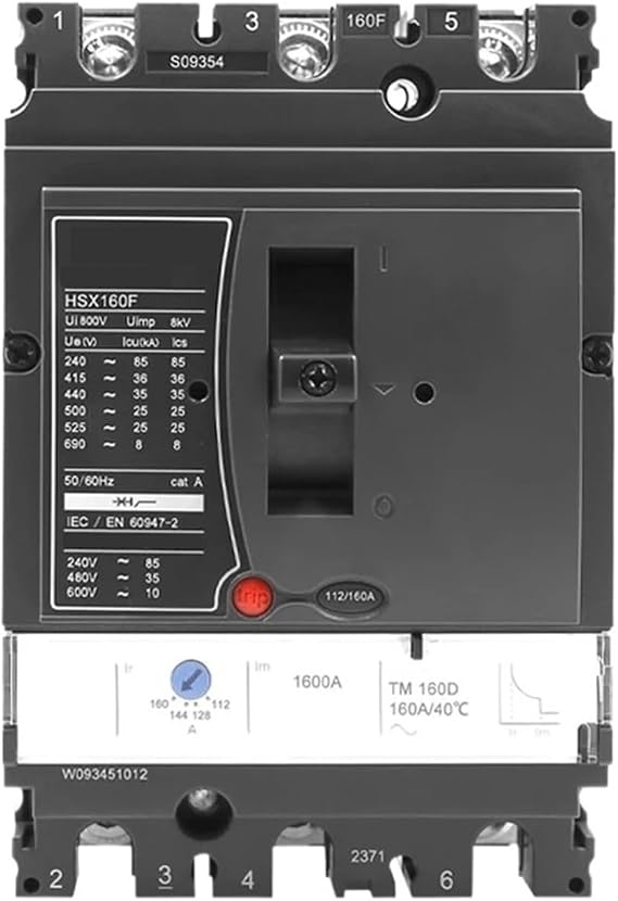 MCCB Breaking Capacity 36kA Adjustable Current 160A 3P Triple Poles HSX-160F Moulded Case