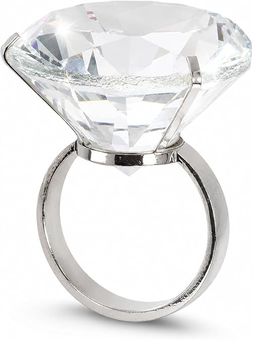 Hemoton 1pc Wedding Decoration 2.36Inch Alloy Glass Big Diamond Ring | Romantic Proposal Wedding Props Home Ornaments Party Souvenirs
