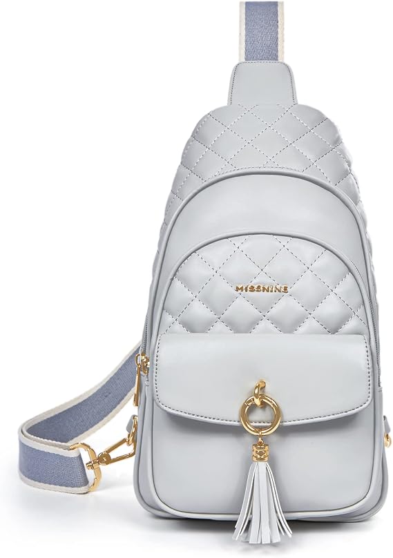 Missnine PU Leather Sling Bag for Women, Trendy Travel Bag with Tassel