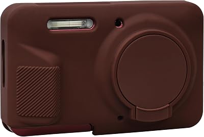 BOVKE Silicone Case for KODAK PIXPRO FZ55 Digital Point & Shoot Camera, Kodak FZ55 Soft Camera Protective Case Cover Rubber with Removable Lens Cover, Coffee