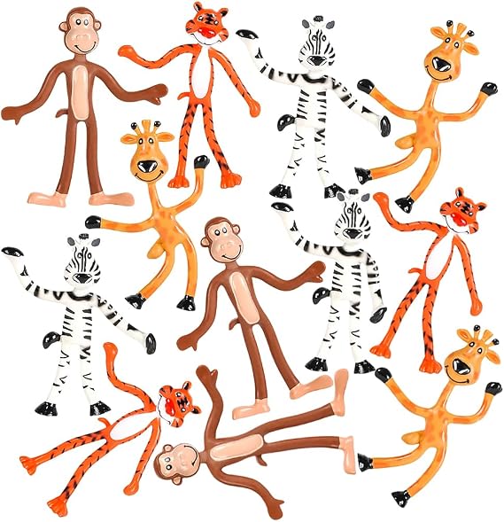 Rhode Island Novelty 4" Bendable Zoo Animals | 12 Per Order