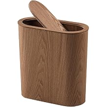 Wooden Large Trash Can Nordic Ultra-narrow Bathroom Toilet Gap Garbage Bin Kitchen Offices Durable Wastebasket Creative Paper Basket ，with Swing Top Lid(Color:Natural)