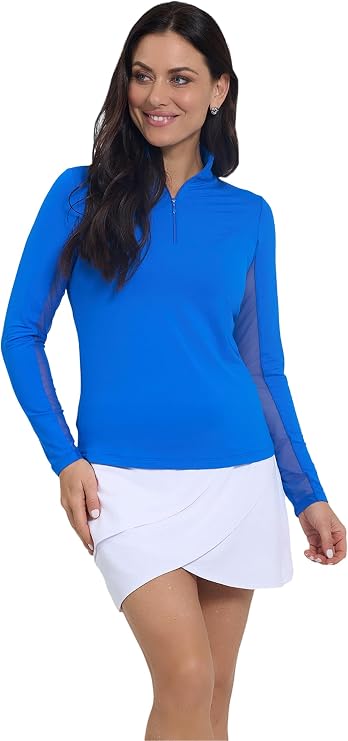 IBCOOL Athleisure Wear Sun Protective UPF 50+ Icefil Cooling-Solid Long Sleeve Mock Neck Top-80000
