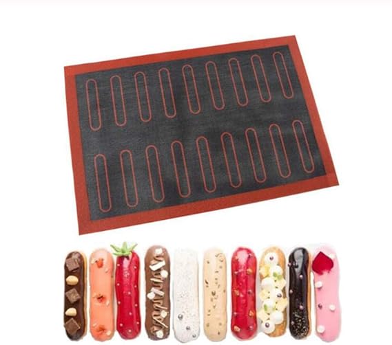 18/20/44 Eclair Pastry Non Stick Silicone Mat Baking Liner Sheet Macaron Cookie Tart Bread Cake Mold for Baking Accessories Confectionery Tools, Bakeware Mat,Cake Loaf Baking Mould (18 Eclair)