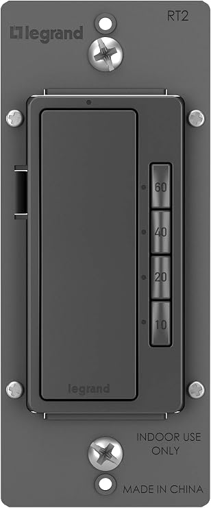 Legrand Radiant Digital Countdown Timer Switch, 4-Settings, Black, 1-Pack
