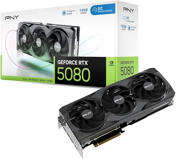 PNY GeForce RTX™ 5080 16GB OC Triple Fan Graphics Card DLSS 4