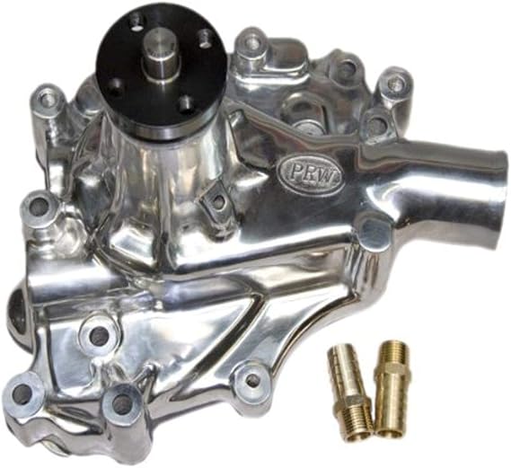 PRW 1430210 Performance Quotient 5/8" Pulley Pilot Shaft High Flow Polished Aluminum Water Pump for Ford 302 1970-78, 351W 1970-87
