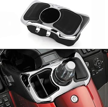 Motorcycle Glove Box Cubby with Cup Holder Fits for Honda Gold Wing GL1800/ F6B 2012-2017 Front Storage Box (Chrome)