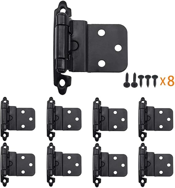 3/8 inch Offset Inset Cabinet Hinges,Kitchen Door Cabinet Hinges Matte Black,(8Pack)