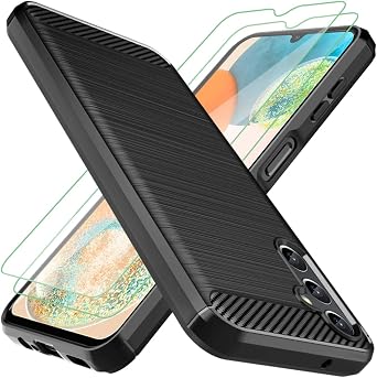 Osophter for Galaxy A14 5G Case,Samsung Galaxy A14 5G Case with Screen Protector Shock-Absorption Flexible TPU Rubber Protective Cell Phone Cover for Samsung A14 5GBlack