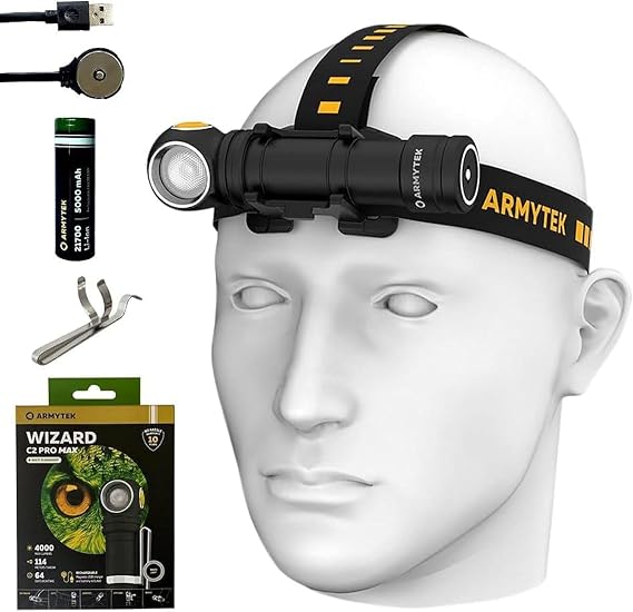 Armytek Wizard C2 Pro Max Magnet Rechargeable Headlamp LR Headlamp -4150 Lumens w/Free Eco Sensa Magnetic USB Charging Cable Included