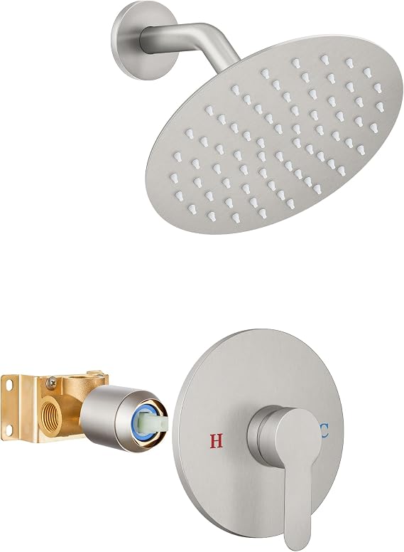 Airuida 8 Inch Brushed Nickel Shower Faucet Set,Shower Valve Kit