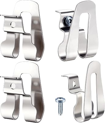 Replacement Belt Clip Hooks Stainless Steel Driver Belt Clip Drill Hook Tool with Screws Power Tool Parts4 Pieces