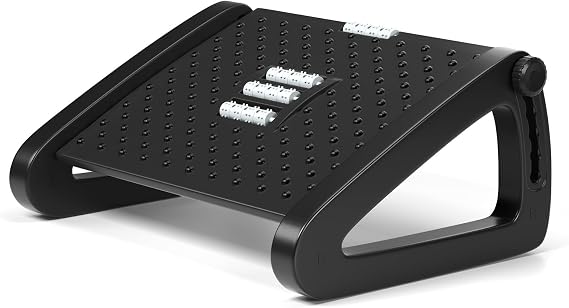 Office Foot Rest - Adjustable Height Footrest Under Desk - Ergonomic Foot Stool with Large Roller Massager for Office, Pressure Relief, Straightening The Hunchback, Father's Day