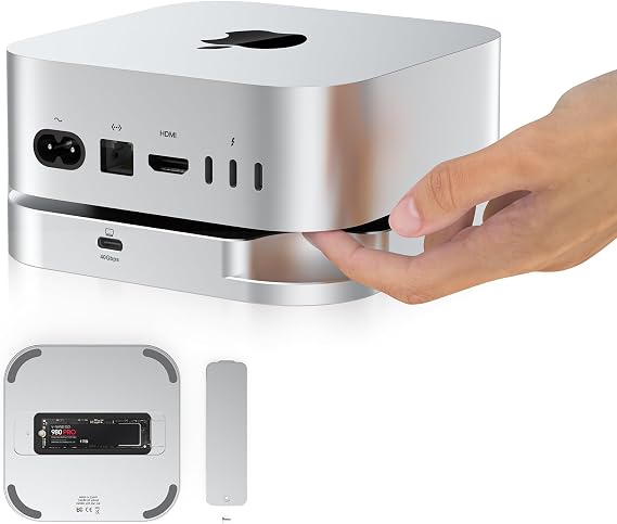 40Gbps M.2 NVMe SSD Enclosure for Mac mini M4/Pro, Designed for Always-on Setups, External Storage Upgrade, Supports up to 8TB, Compatible with Thunderbolt 4/3, USB4/3.2/3.0, Fits 2230/2242/2260/2280