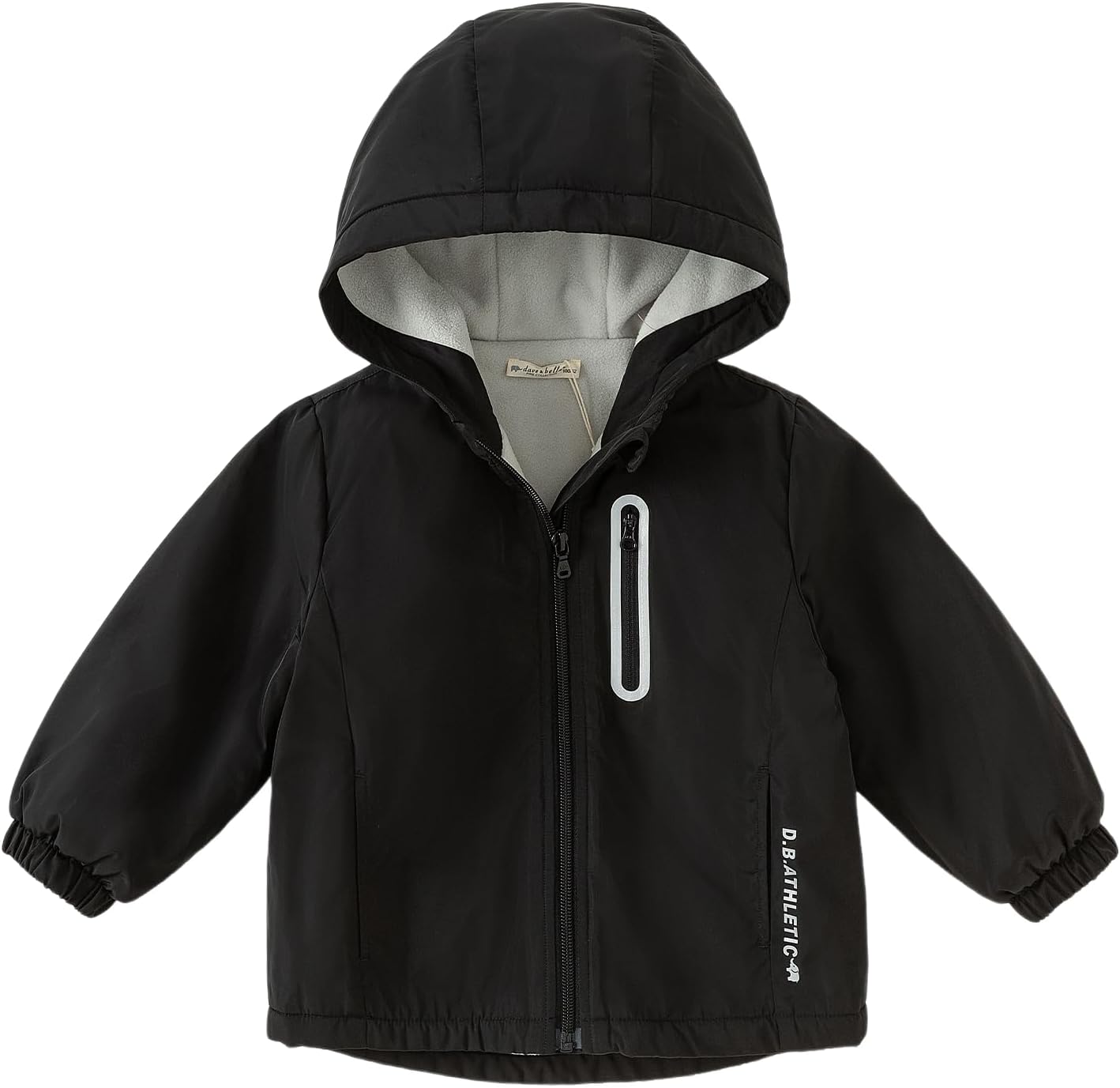 DAVE&BELLA Toddler Boys Girls Windbreaker Jacket, Hooded Solid Rain Jacket Kids Warm Fleece Lining Zip Up Outerwear Dust Coat