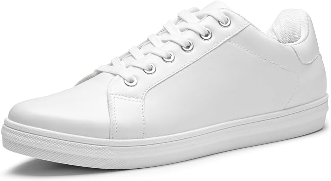 Jousen Men's White Sneakers Casual Shoes Soft Breathable | PU upper, men's white sneakers, casual shoes, breathable design, lightweight, round toe, rubber sole