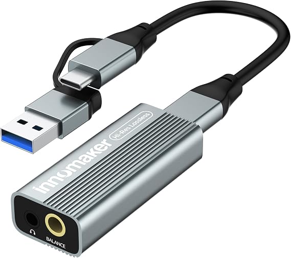 Portable USB HiFi Sound Card/Headphone Amplifier/Desktop USB HiFi Amps with 4.4mm/3.5mm Dual Outputs Supports PCM 384kHz/DSD256 High Resolution Lossless for Android/Linux/Windows Devices