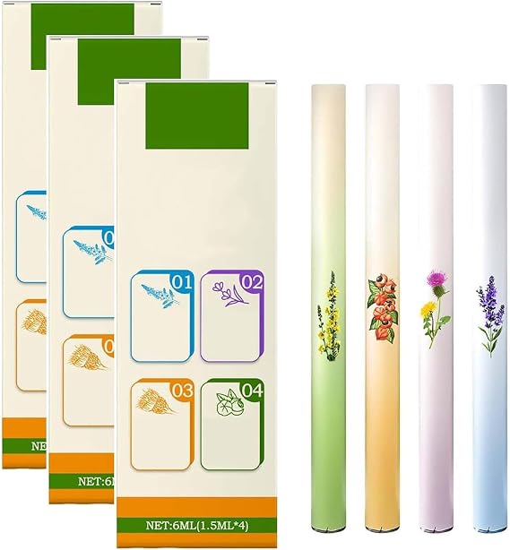 Herbal Diffuser Pen, Aromatherapy Inhaler Stick, Dual-Action Herbal Purifier Pens, Portable Vaporless Fum Inhaler for Cleanse,Breathing Aid & Oral Freshening, 4pcs/box (3box)