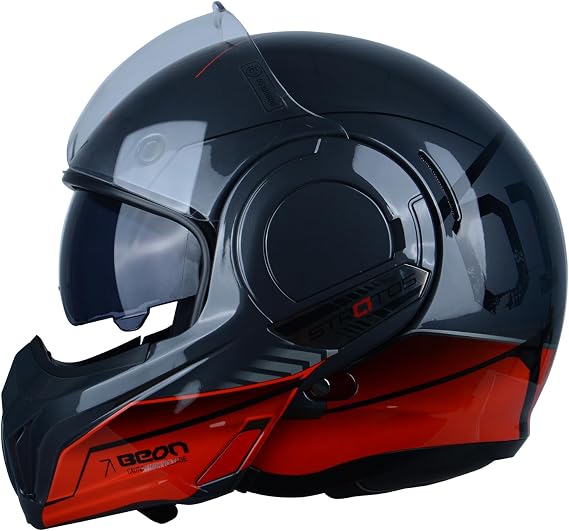 Full Face Motorcycle Helmet DOT Approved, 180 Reversible Chin Guard Modular Pilot Helmet with Anti-Fog Dual Visors for Adult Men Women